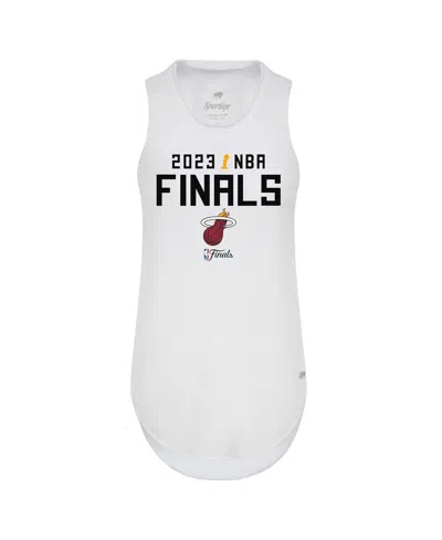Sportiqe Women's  White Miami Heat 2023 Nba Finals Janie Tri-blend Tank Top