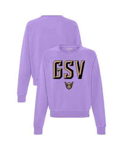 Sportiqe Women's Violet Golden State Valkyries Ashlyn Raglan Crewneck Sweatshirt In Purple