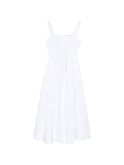 Sportmax Fitted Waist Dress With Flared Skirt And Square Neckline In White