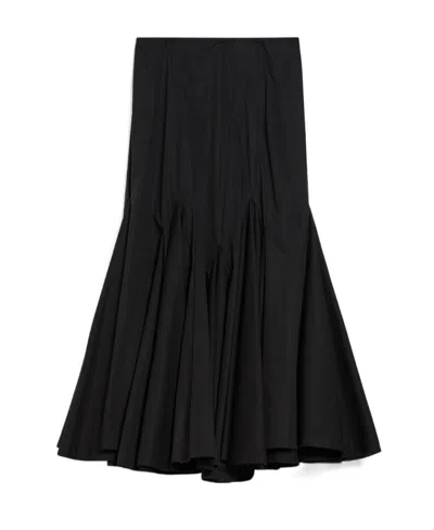 Sportmax A-line Cotton Midi Skirt In Black