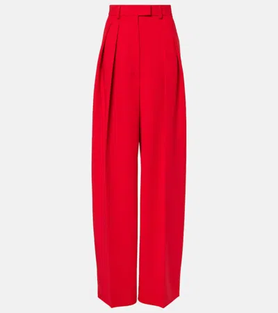 Sportmax Abadan Wool-blend Canvas Wide-leg Pants In Red