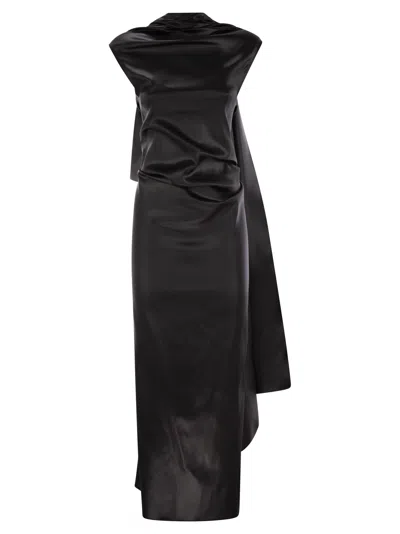 Sportmax Abito Abadani123 In Raso Stretch Nero Donna In Black