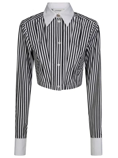 SPORTMAX SPORTMAX ABANO  CAMICIA CROPPED A RIGHE
