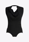Sportmax Open Back Halterneck Fitted Sleeveless Top In Black