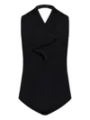 Sportmax Viscose Blend Draped Runaway Bodysuit In Black