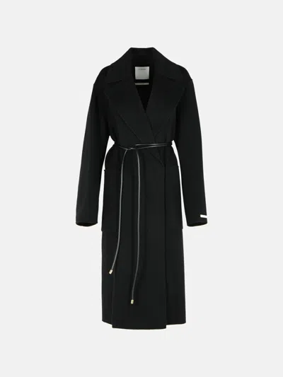 Sportmax Abate' Black Virgin Wool Robe Coat