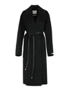 Sportmax Tie-cord Detail Single-breasted Coat In Black