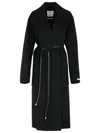 Sportmax Tie-cord Detail Single-breasted Coat In Black