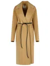 Sportmax Abate' Camel Virgin Wool Robe Coat