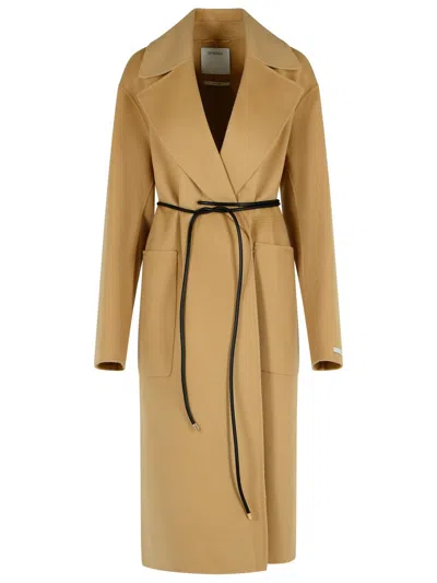 Sportmax Abate Camel Virgin Wool Robe Coat In Brown