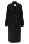 Sportmax Waist Belted Long Coat With Notched Lapels In Black