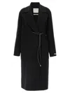 Sportmax Double-faced Wool Wrap Long Coat In Black