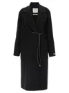 Sportmax Tie-cord Detail Single-breasted Coat In Black