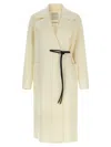 Sportmax Abate Belted Wool Long Coat In Neutral