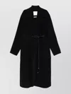 Sportmax Waist Belted Long Coat With Notched Lapels In Black