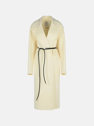 Sportmax 'abate' Milk Virgin Wool Dressing Gown Coat In White