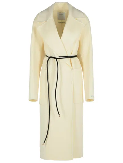 Sportmax 'abate' Milk Virgin Wool Dressing Gown Coat