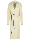 Sportmax Wool Dressing Gown Coat With Belted Waist In Neutral