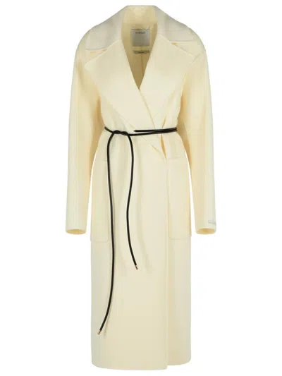 SPORTMAX ABATE' MILK VIRGIN WOOL DRESSING GOWN COAT