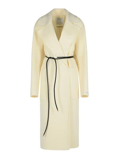 Sportmax Abate Milk Virgin Wool Dressing Gown Coat In Neutral