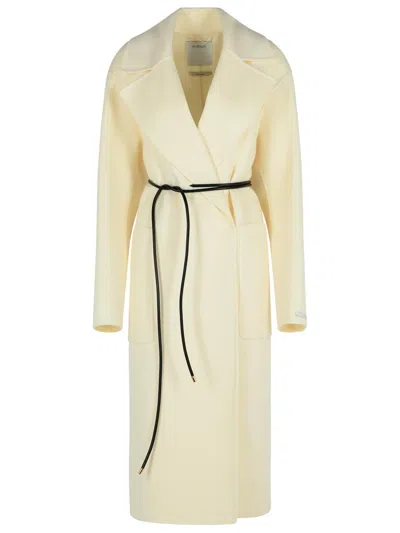 Sportmax Abate Milk Virgin Wool Dressing Gown Coat In White