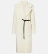 Sportmax Waist Belted Long Coat With Large Pockets In White