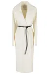 Sportmax Abate Belted Wool Long Coat In White