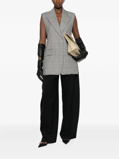 Sportmax Abete Check-pattern Sleeveless Gilet In Gray