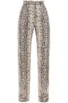 Sportmax Abete Python Print Leather Pants In Beige