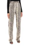 SPORTMAX ABETE PYTHON PRINT LEATHER PANTS