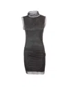 Sportmax Fitted Mini Dress With Textured Mesh Overlay In Black
