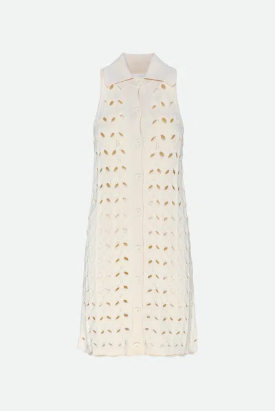 Sportmax Rivolo Crochet Short Dress In Bianco