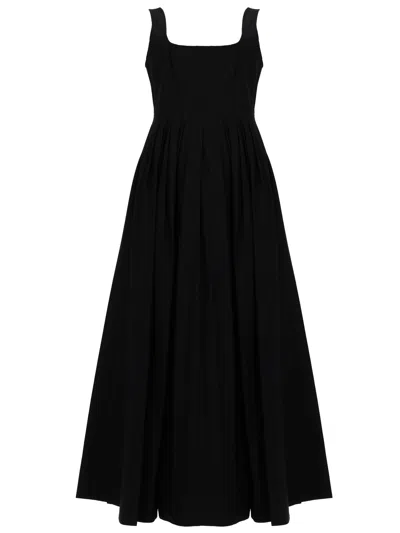 Sportmax Maxi Dress With Square Neckline And Gathered Skirt In Black