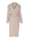 Sportmax Belted Coat Featuring Epaulettes In Pink