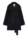 Sportmax Short Wool Trench Coat In Black