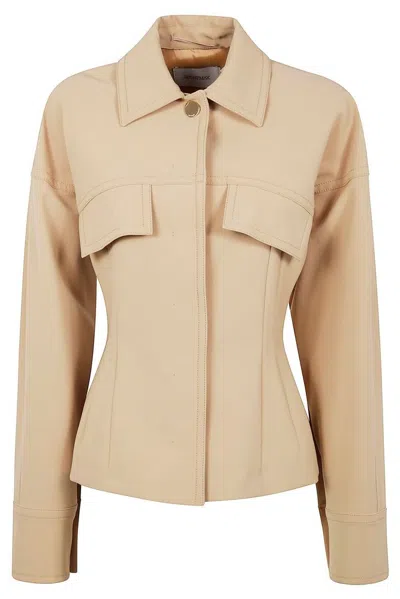Sportmax Collared Utility Jacket In Beige