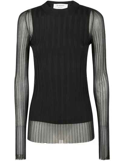 Sportmax Pleated Long-sleeve Top In Black
