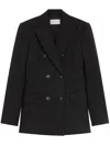 Sportmax Structured Double-breasted Blazer With Flap Pockets In Black