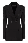 Sportmax Black Slim Double-breasted Jacket Wth Rhinestone Detail In Stretch Polyamide Woman In Black