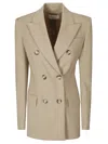 Sportmax Beige Flared Double-breasted Blazer In Beige