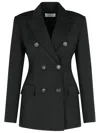 Sportmax Gelly Blazer In Black Stretch Wool In Brown
