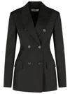 Sportmax Gelly Blazer In Black Stretch Wool In Brown