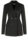 Sportmax Adamo Double Breasted Tailored Virgin Wool Blazer In Black