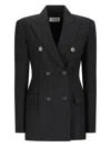 Sportmax Structured Double-breasted Blazer With Flap Pockets In Black