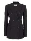 Sportmax Adamo Double Breasted Tailored Virgin Wool Blazer In Black