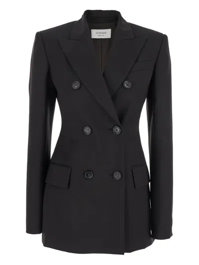Sportmax Adamo Double-breasted Tailored Blazer In Blue