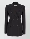 Sportmax Structured Double-breasted Blazer With Flap Pockets In Black