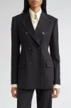 Sportmax Adamo Double Breasted Tailored Virgin Wool Blazer In Black