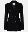 Sportmax Adamo Double Breasted Tailored Virgin Wool Blazer In Black