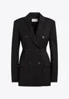 Sportmax Adamo Double Breasted Tailored Virgin Wool Blazer In Black